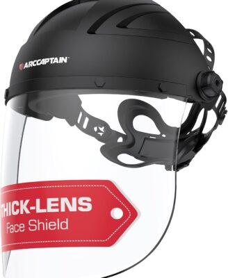 ARCCAPTAIN Face Shield for Grinding and Cutting, Full Face Impact Resistant Mask with Adjustable Ratcheting Headgear, Polycarbonate Visor, ANSI Z87.1 Certified for Industrial Work